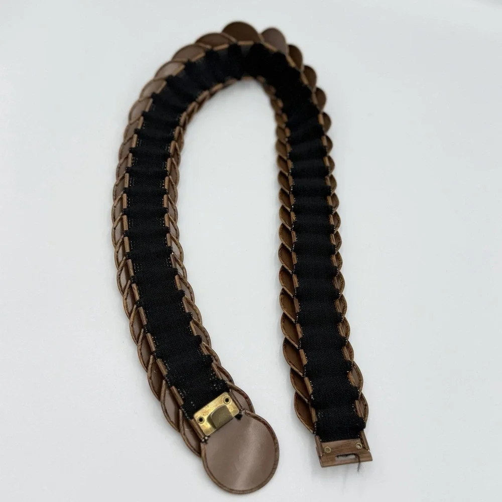 Y2K Brown Wood Disc‎ Belt Boho Layered Festival Retro Indie Sleaze 24-38